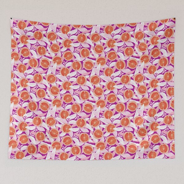 Item preview, Oranges, red on dark fuchsia background designed and sold by Alex  Blud.