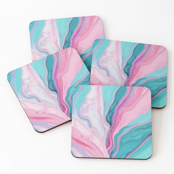 Item preview, Abstract marble texture, can be used as a trendy background for posters, cards, invitations, wallpapers. Turquoise and pink colours. Modern art. Decorative hand painted illustration designed and sold by bvdesignart.