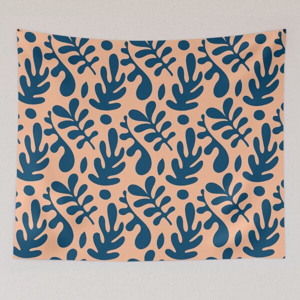 Item preview, Abstract Organic Henri Matisse inspired Blue leaves, Minimalist mid-century art designed and sold by KreativKulture.