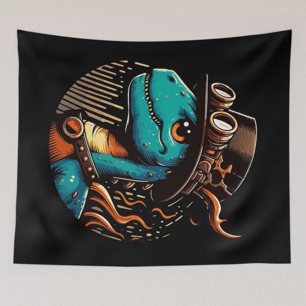 Item preview, Funny Retro Steampunk Dinosaur Velociraptor designed and sold by TomFrontierArt.