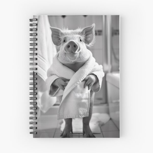 Item preview, Pig Wearing a Bathrobe in the Bathroom designed and sold by CheekyAnimalz.