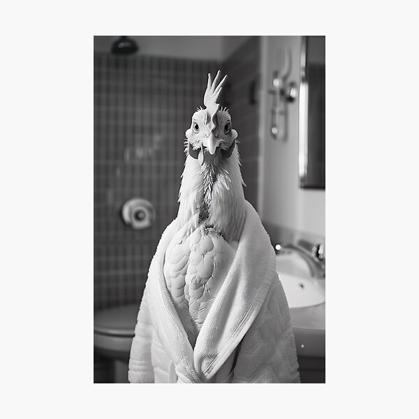 Item preview, Chicken Wearing a Bathrobe in the Bathroom designed and sold by CheekyAnimalz.