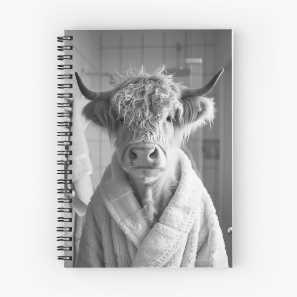 Item preview, Highland Cow Wearing a Bathrobe in the Bathroom designed and sold by CheekyAnimalz.