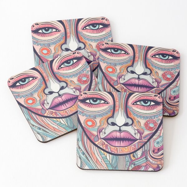 Item preview, Abstract colourful face, lips and eyes. Artistic modern stylish print. Hand drawn designed and sold by bvdesignart.