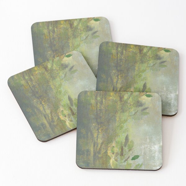 Item preview, Abstract artistic background. Retro, nostalgic, golden brushstrokes. Textured background. Oil on canvas. modern Art. Floral leaves, green, gray, wallpaper, poster, card, mural, carpet, hanging, print designed and sold by bvdesignart.