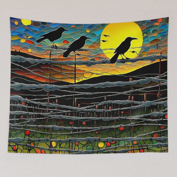 Item preview, Crows on wire fence 3 designed and sold by George Hutton Hunter.