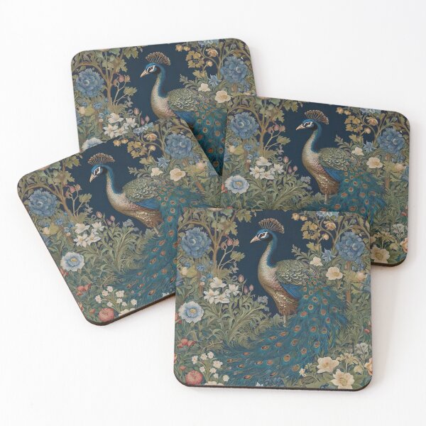Item preview, William Morris Inspired Vibrant Blue Peacock and Floral  designed and sold by Tamas Das.