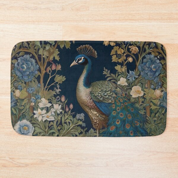 Item preview, William Morris Inspired Vibrant Blue Peacock and Floral  designed and sold by Tamas Das.