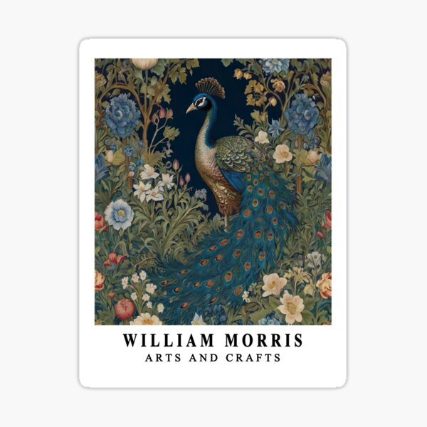 Item preview, William Morris Inspired Vibrant Blue Peacock and Floral  designed and sold by Tamas Das.