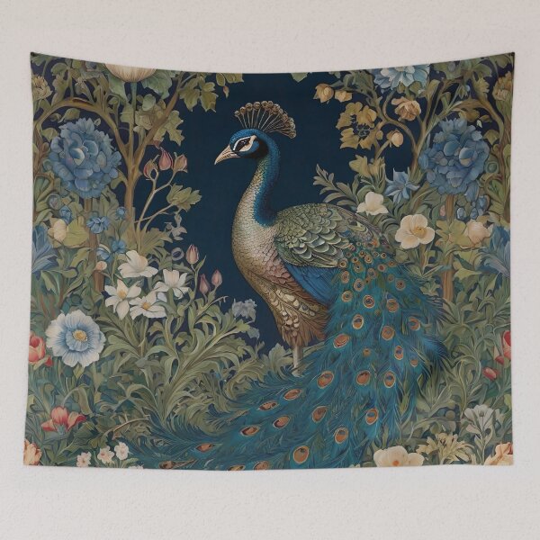 Item preview, William Morris Inspired Vibrant Blue Peacock and Floral  designed and sold by Tamas Das.