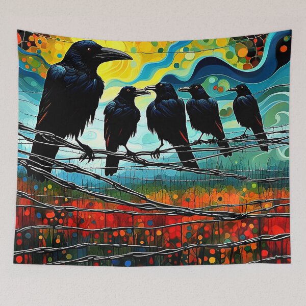 Item preview, Crows on wire fence 4 designed and sold by George Hutton Hunter.