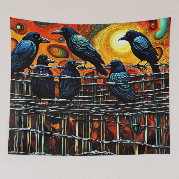 Item preview, Crows on wire fence 5 designed and sold by George Hutton Hunter.