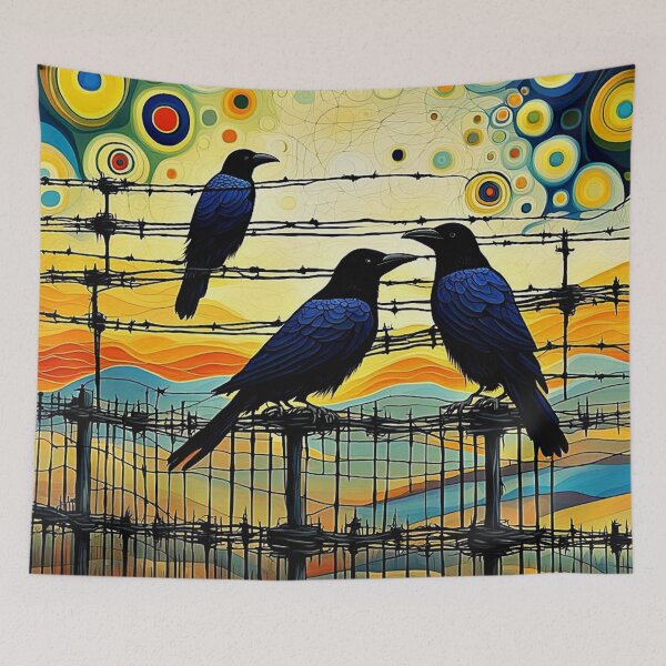 Item preview, Crows on wire fence 1 designed and sold by George Hutton Hunter.