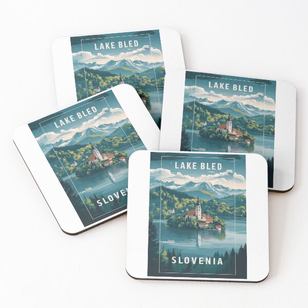 Item preview, Vintage travel poster Lake Bled, Slovenia - Retro Minimal Design designed and sold by pod24.