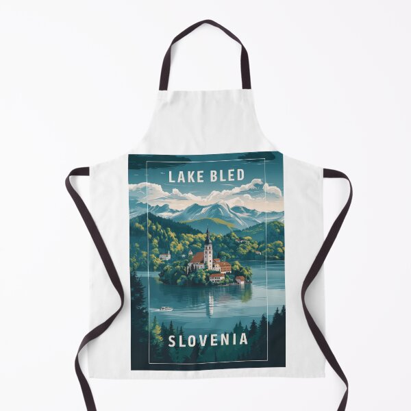 Item preview, Vintage travel poster Lake Bled, Slovenia - Retro Minimal Design designed and sold by pod24.