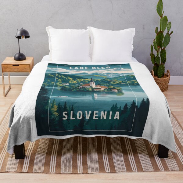 Item preview, Vintage travel poster Lake Bled, Slovenia - Retro Minimal Design designed and sold by pod24.