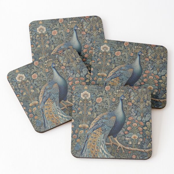 Item preview, Stunning William Morris Peacock and Floral Print in Blue designed and sold by Tamas Das.