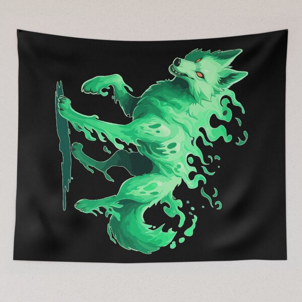 Item preview, Halloween Green Ghost Wolf designed and sold by TomFrontierArt.