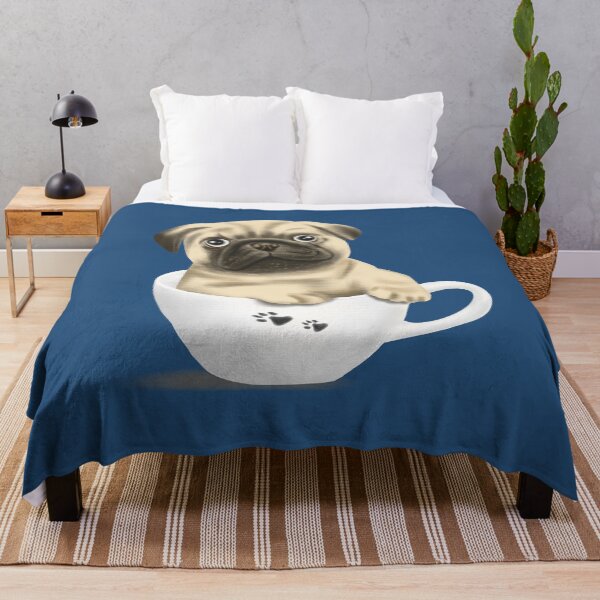 Item preview, Cute puppy pug _Dog in a cup_ grey background designed and sold by DesignTreasure.