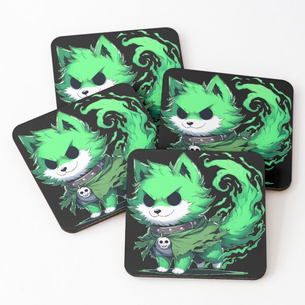 Item preview, Kawaii Halloween Green Ghost Wolf designed and sold by TomFrontierArt.