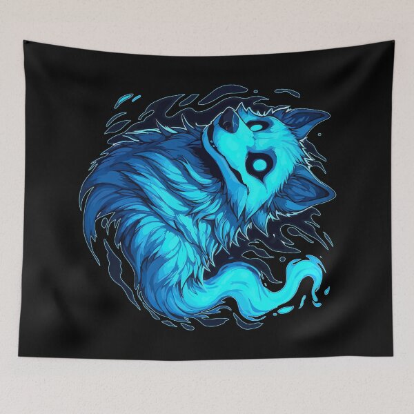 Item preview, Kawaii Halloween Blue Ghost Wolf Dog designed and sold by TomFrontierArt.