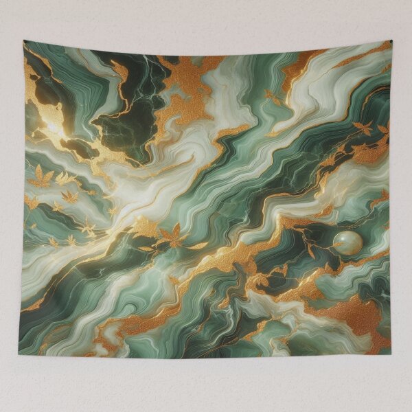 Item preview, Elegance in green: Realistic marble with golden accents – A digital masterpiece designed and sold by FotoworldEdel.