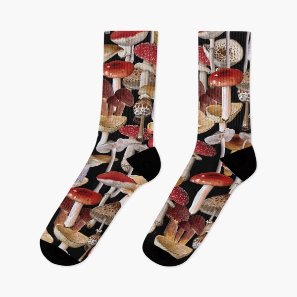 Item preview, Vintage Mushrooms Fall Black Pattern designed and sold by InovArtS.