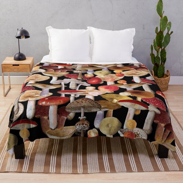 Item preview, Vintage Mushrooms Fall Black Pattern designed and sold by InovArtS.