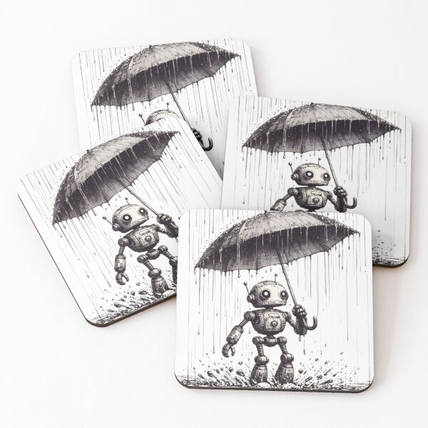 Item preview, Sad robot standing in the rain, Rainy Day, Digital Art, Art Of The Future, Sci-Fi Mood, Funny design designed and sold by WorlDigitalArts.