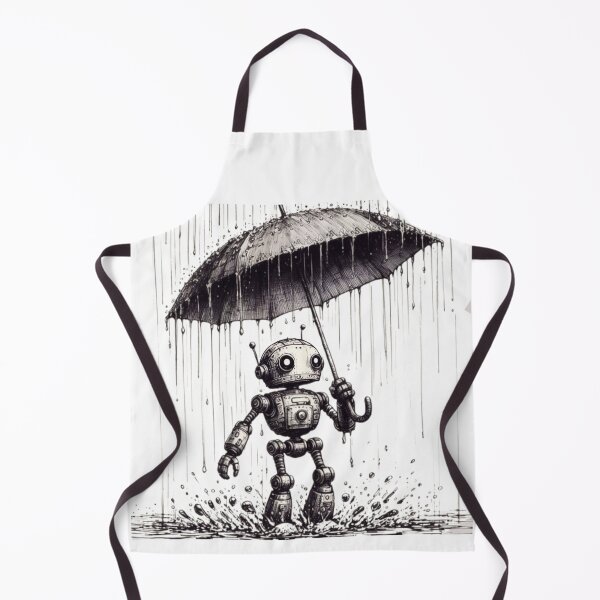 Item preview, Sad robot standing in the rain, Rainy Day, Digital Art, Art Of The Future, Sci-Fi Mood, Funny design designed and sold by WorlDigitalArts.