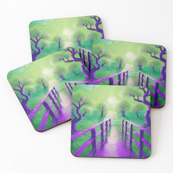 Item preview, Festival atmosphere - a psychedelic garden bathed in the setting sun - shades of green and purple. designed and sold by My-fake-places.