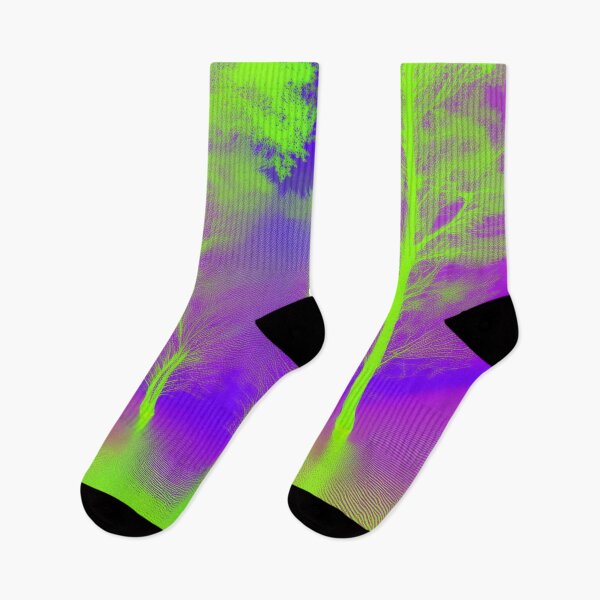 Item preview, Festival atmosphere - psychedelic forest, bathed in sea and setting sun - shades of green, purple  and navy blue. designed and sold by My-fake-places.