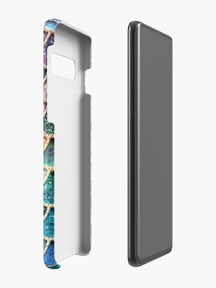 Alternate view of Teal, Silver and Pink Sparkle Faux Glitter Mermaid Scales Case & Skin for Samsung Galaxy