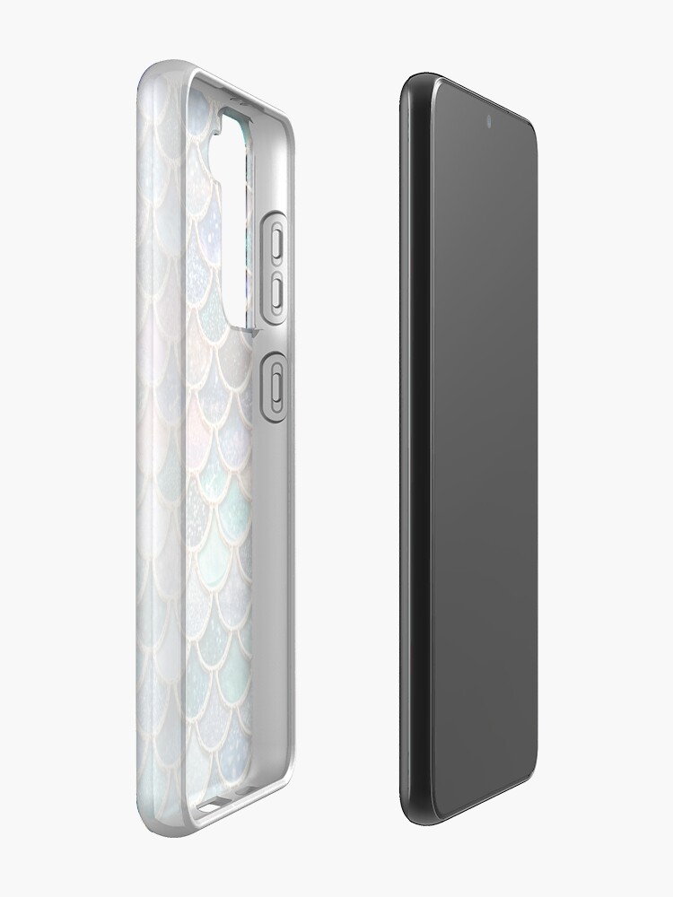 Alternate view of Teal, Silver and Pink Sparkle Faux Glitter Mermaid Scales Case & Skin for Samsung Galaxy