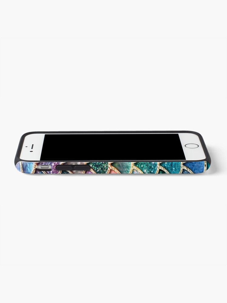 Alternate view of Teal, Silver and Pink Sparkle Faux Glitter Mermaid Scales iPhone Case & Cover