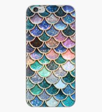 Teal, Silver and Pink Sparkle Faux Glitter Mermaid Scales iPhone Case
