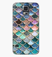 Teal, Silver and Pink Sparkle Faux Glitter Mermaid Scales Case/Skin for Samsung Galaxy