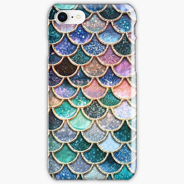 Teal, Silver and Pink Sparkle Faux Glitter Mermaid Scales iPhone Snap Case