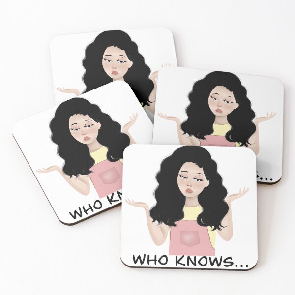 Item preview, Confused Girl Shrugging in Pink Dress designed and sold by ElinBianca.