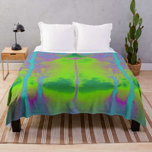 Item preview, Festival atmosphere - psychedelic forest, bathed in sea and setting sun - shades of blue, green and magentad. designed and sold by My-fake-places.