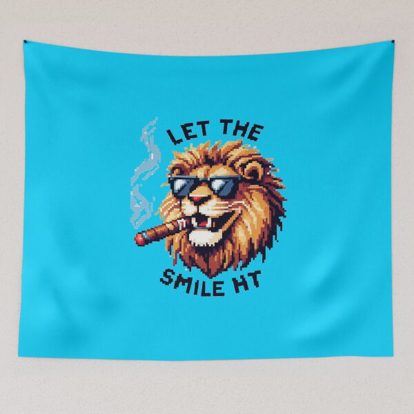 Item preview, The Attitude Lyon - Let The Smile Hit Pixelart designed and sold by SilverLook48.