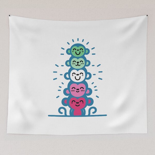 Item preview, Cute Abrosexual Pride Flag Monkeys, Abrosexual Stacked Monkeys designed and sold by Travelslightly.