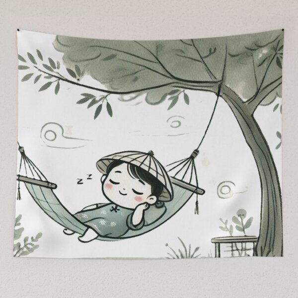 Item preview, a cute little girl enjoying a lazy summer nap designed and sold by Dragon-Kingdom.