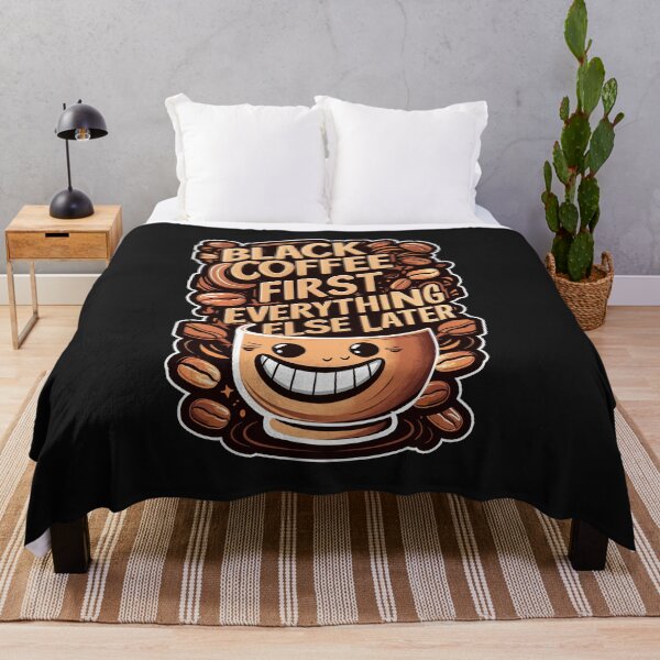 Item preview, ''Black Coffee First'' Funny Kawaii Black Coffee Lover T-Shirt designed and sold by Witty Shirts.