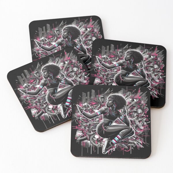 Item preview, African woman athlete with graffiti poster designed and sold by Design Shop.
