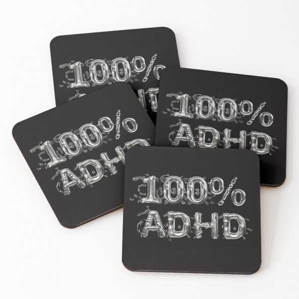 Item preview, 100% ADHD- inscription made of liquid silver. designed and sold by My-fake-places.