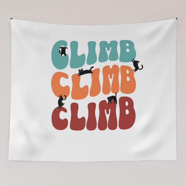 Item preview, Cats climbing bouldering and jumping on a retro climb lettering designed and sold by Bouldershop.