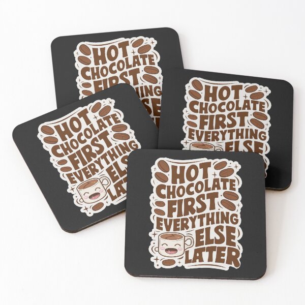 Item preview, ''Hot Chocolate First'' Funny Kawaii Chocolate Drink Lover T-Shirt designed and sold by Witty Shirts.