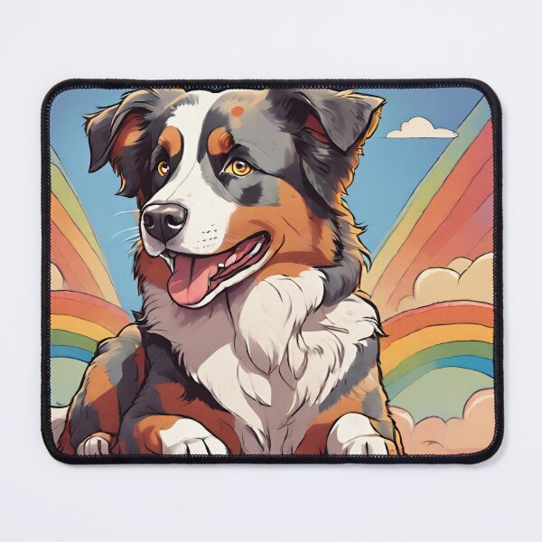 Item preview, Blue Merle Australian Shepherd on Rainbow Background: Vibrant and Joyful Design for Dog Lovers designed and sold by GoodyPaws.