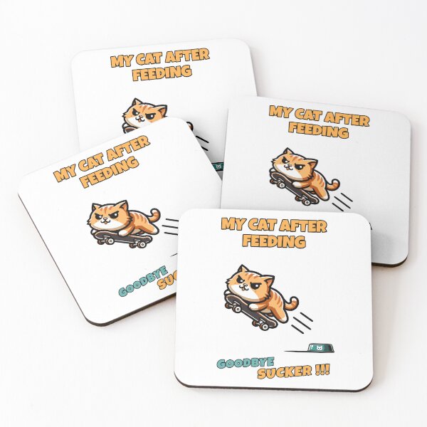 Item preview, cheeky, grumpy cat rides away on skateboard Kawaii funny saying designed and sold by Bouldershop.